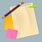 Vector office set of realistic blank empty colored sheets of paper from scratch papers or cribbling block with pencil