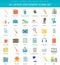 Vector Office stationery color flat icon set. Elegant style design.