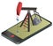 Vector oil extraction pump in mobile phone in isometric perspective.