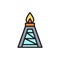 Vector oil rig, fuel platform, pumping station flat color line icon.