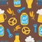 Vector Oktoberfest seamless pattern beer fast illustration