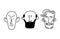 Vector old man face, senior, mature, different age generation. Adult people, diverse characters set. Elderly person