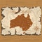 Vector old parchament. Map of Australia.