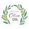 Vector olive oil label wreath of branches