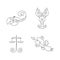 Vector One line zodiac symbols set - Libra, Scorpio, Cancer