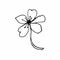 Vector one sakura. Black spring illustration flowers line art