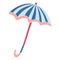 Vector open striped coral and blue umbrella.