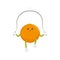 Vector orange character, jumping rope exercise