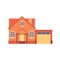 Vector orange cute house with a garage in flat cartoon style.
