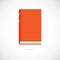 Vector orange flat reading book icon on white.