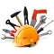 Vector Orange Helmet with Hand Tools