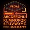 Vector orange neon lamp letters font show vegas light sign theather