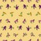 Vector Orange Origami pegasus, unicorns and horses with apple and carrots background pattern