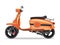 Vector orange retro scooter, flat style side view. Moped for delivery, scooter for tourism