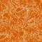 Vector orange swirly lines floral abstract pattern.