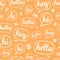 Vector Orange White Hello Speech Bubble Seamless Pattern