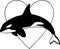 vector Orca love black and white cartoon symbol icon