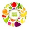 Vector organic fruits frame isolated. Banner with natural healthy food illustration
