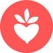 Vector organic market premium icon template. love logo symbol with fruit heart and green leaf sign. Farm food, raw, vegan, eco fri
