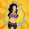 Vector oriental bellydance illustration in comics style, arabian tribal woman.