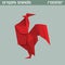 Vector origami animal. Rooster.