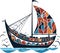 Vector ornamental ancient sailboat illustration. Abstract historical mythology ship logo. Good for print or tattoo