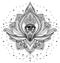 Vector ornamental Lotus flower, all-seeing eye, patterned Indian