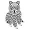Vector ornamental Wolf with dreamcatcher, ethnic zentangled