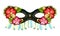 Vector Ornate Mardi Gras Carnival Mask with Decorative Flowers