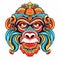 Vector Ornate Monkey Head. Patterned Tribal Colored Design. Chinese style vector illustration