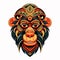 Vector Ornate Monkey Head. Patterned Tribal Colored Design. Chinese style vector illustration