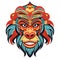 Vector Ornate Monkey Head. Patterned Tribal Colored Design. Chinese style vector illustration