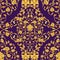 Vector ornate seamless pattern in Eastern style on deep violet background. Ornamental vintage floral decoration for