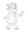 Vector outline animal doctor. Cute funny deer character. Medical coloring page for children. Hospital illustration isolated on