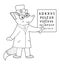Vector outline animal doctor. Cute funny fox character. Medical coloring page for children. Hospital illustration isolated on
