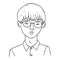 Vector Outline Avatar - Young Asian Man in Eyeglasses