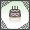 Vector outline birthday cake with candles icon. Modern logo and pictogram.