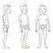 Vector Outline Character - Man in White Underpants. Set of Different Foreshortening