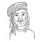 Vector Outline Character - Rastaman in Colorful Hat