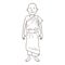 Vector Outline Character - Young Man in Monastic Robes. Buddhist Monk Illustration