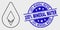 Vector Outline Crystal Drop Icon and Grunge 100 Percent Mineral Water Stamp Seal