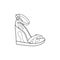 Vector outline design of wedge shoes with laces