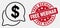 Vector Outline Dollar Forum Messages Icon and Grunge Free Webinar Seal