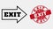 Vector Outline Exit Arrow Icon and Grunge Exit Stamp Seal