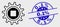 Vector Outline Gear Icon and Distress 0.1 Percent Watermark