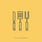 Vector outline icon of barbecue and picnic - grilling equipment