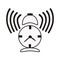 Vector outline illustration alarm clock is ringing