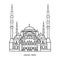 Vector outline illustration the mosque in Ankara, Turkey.