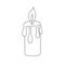 Vector outline illustration of a simple candle, isolated object on the white background, clipart useful for Christmas holidays dec