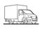 Vector outline lorry; isolated on a white background; three quarter view; car template for advertising; small truck; for coloring